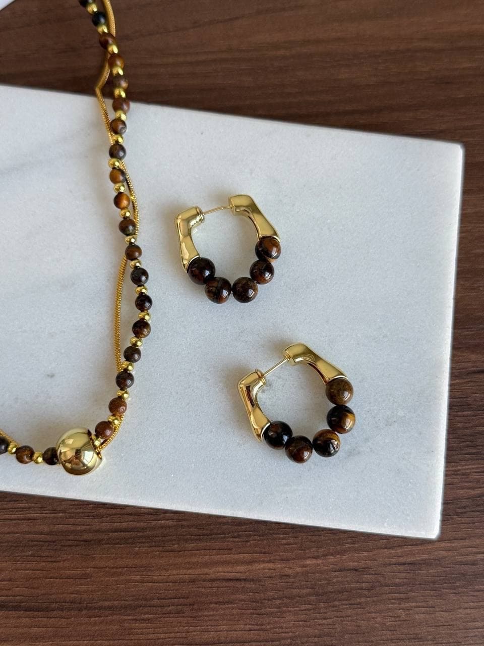 Серьги с тигровым глазом